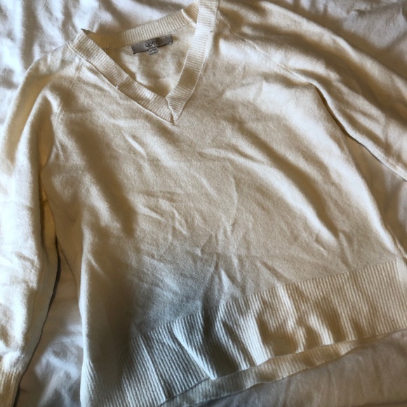 LOFT Relaxed V-Neck Sweater in Whisper White - Picture 2 of 4